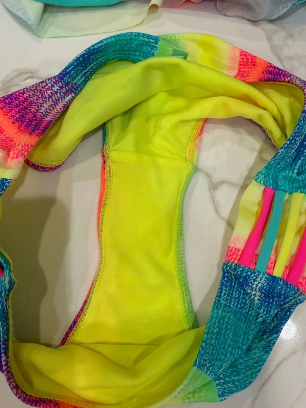 Neon Multicolor Ruffled Two-Piece Bikini Set - Picture 6 of 7